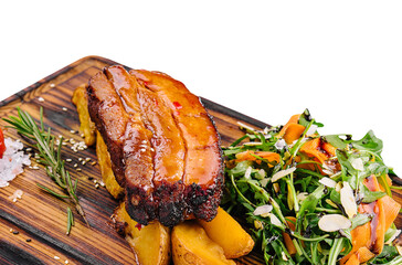 Tasty Grilled Pork Rib and Fried Potatoes