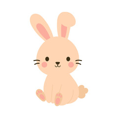 Cute boho little Easter bunny. Charming cartoon rabbit character for kids cards, baby shower, invitation, poster. Vector stock illustration