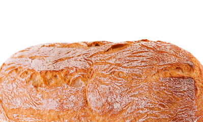 Black bread loaf closeup on white background
