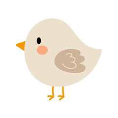 Cute lovable little bird. Cartoon illustration in childish style for kids cards, baby shower, invitation, poster. Vector stock illustration
