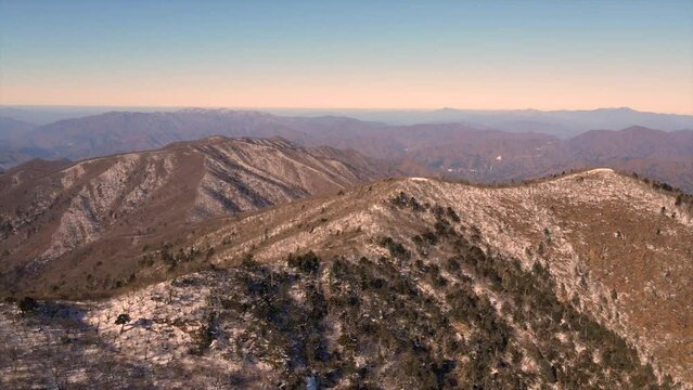 Shooting the winter scenery of Odaesan Mountain, Korea's famous mountain, with a drone