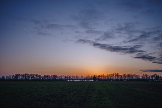 sunset in the village