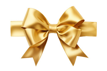 satin shiny glossy gold bow on transparent background