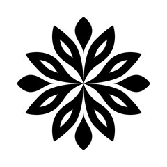 abstract geometric ornamental flower head, geometric black symmetric floral decoration