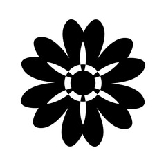 abstract geometric ornamental flower head, geometric black symmetric floral decoration