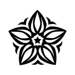 abstract geometric ornamental flower head, geometric black symmetric floral decoration