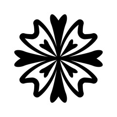 abstract geometric ornamental flower head, geometric black symmetric floral decoration