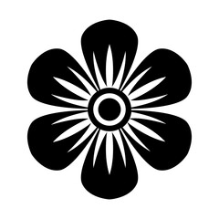 abstract geometric ornamental flower head, geometric black symmetric floral decoration