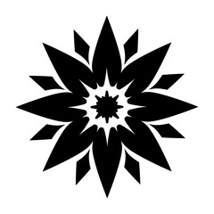 abstract geometric ornamental flower head, geometric black symmetric floral decoration