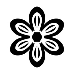 abstract geometric ornamental flower head, geometric black symmetric floral decoration