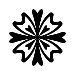 abstract geometric ornamental flower head, geometric black symmetric floral decoration