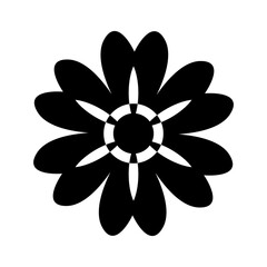 abstract geometric ornamental flower head, geometric black symmetric floral decoration