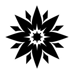 abstract geometric ornamental flower head, geometric black symmetric floral decoration