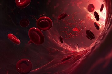 red blood cells move within blood vessels