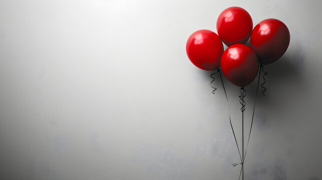 red balloons on white background