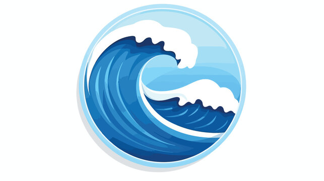 Wave water nature icon in blue circle.