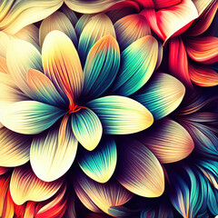 Abstract background with bright colorful flowers as wallpaper, Ai generated - 753527213