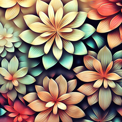 Abstract background with bright colorful flowers as wallpaper, Ai generated - 753527231