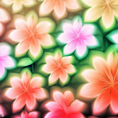 Abstract background with bright colorful flowers as wallpaper, Ai generated - 753527263