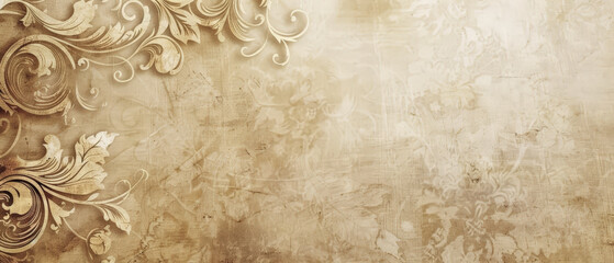 A very old looking wall with a floral design - obrazy, fototapety, plakaty