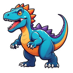 a cartoon dinosaur standing in front of a transparent background, full color illustration, blue t rex, sharp high detail illustration