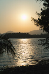 Fototapeta na wymiar Tropical seaside sunset scene, shot on Phuket island
