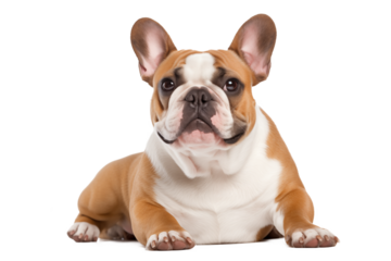 dog close-up French bulldog on a transparent background
