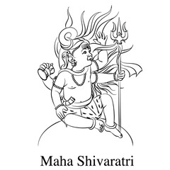 lord shiva mahashivratri line drawing vector