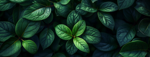 Fototapeta premium Abstract Green leaves with water droplets background. Concept of ecology and healthy environment.