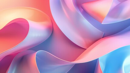 3D abstract twisted ribbons on a gradient background