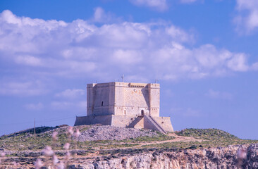 Saint Mary's watchtower on the beautiful Island of Comino, Malta