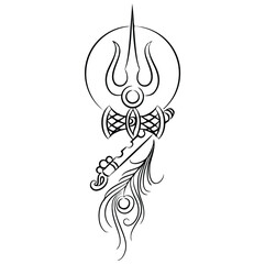 lord shiva tattoo icon and trishul line drawing