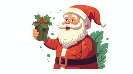 Santa with gift bergamot leaf in cartoon a interrupt