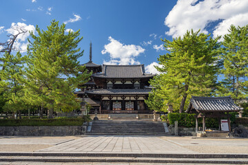 奈良 法隆寺 中門の夏景色