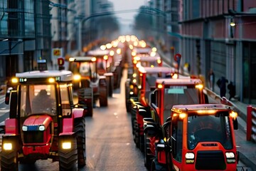 Many tractors blocked city streets and caused traffic.