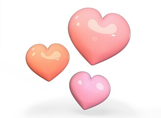 cartoon hearts on a white background 3D rendering