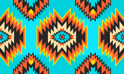 Native forms of the Navajo-American, Aztec, Apache, Southwestern, and Mexican tribes. Vector seamless pattern Designed for fabric, clothing, blankets, rugs, woven, wrapping, decoration. - obrazy, fototapety, plakaty