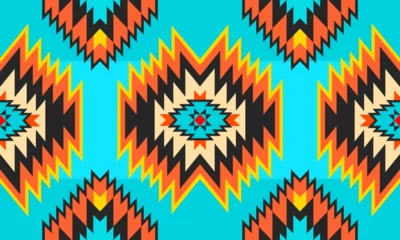 Fotobehang Native forms of the Navajo-American, Aztec, Apache, Southwestern, and Mexican tribes. Vector seamless pattern Designed for fabric, clothing, blankets, rugs, woven, wrapping, decoration. © Suttha