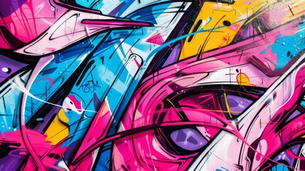 Abstract urban graffiti with vibrant colors and street art elements