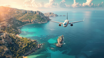 Travel concept image with a plane