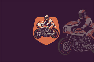 The classic GP motorbike logo with an orange motorbike and an orange background, displays an attractive retro style and a timeless racing spirit, reflecting the gallantry and courage on the track.