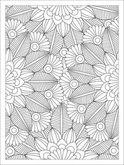 Doodle floral pattern in black and white. flower coloring page for adult and kids.