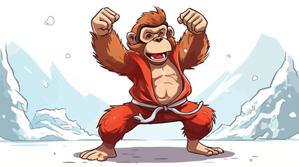 Snow monkey dances in the office celebrating success