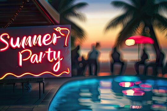 Default Summer party sign concept image with poo