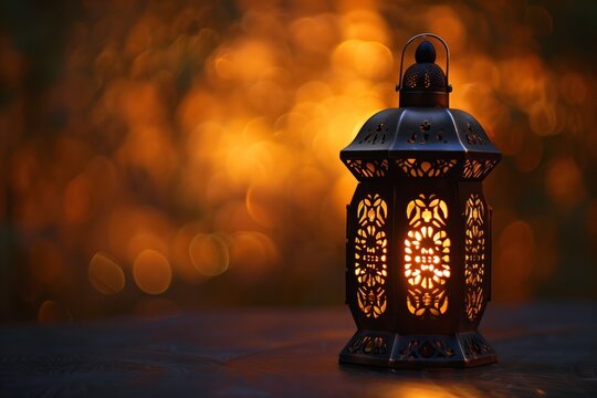 Simple yet captivating image of a lantern against a blurred orange bokeh background