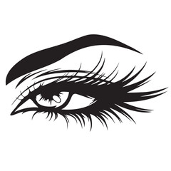 Black and white illustration of a woman s eye
