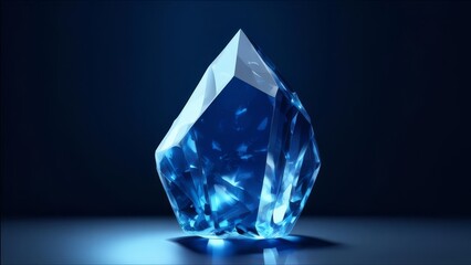 A crystal on a dark background in the middle. - obrazy, fototapety, plakaty