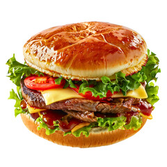 Fresh Burger Big, Hamburger Background On White
