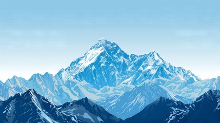 High mountain peak with snow background - obrazy, fototapety, plakaty