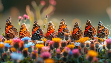 A kaleidoscope of butterflies in a wildflower meadow, demonstrating the beauty and fragility of insect life